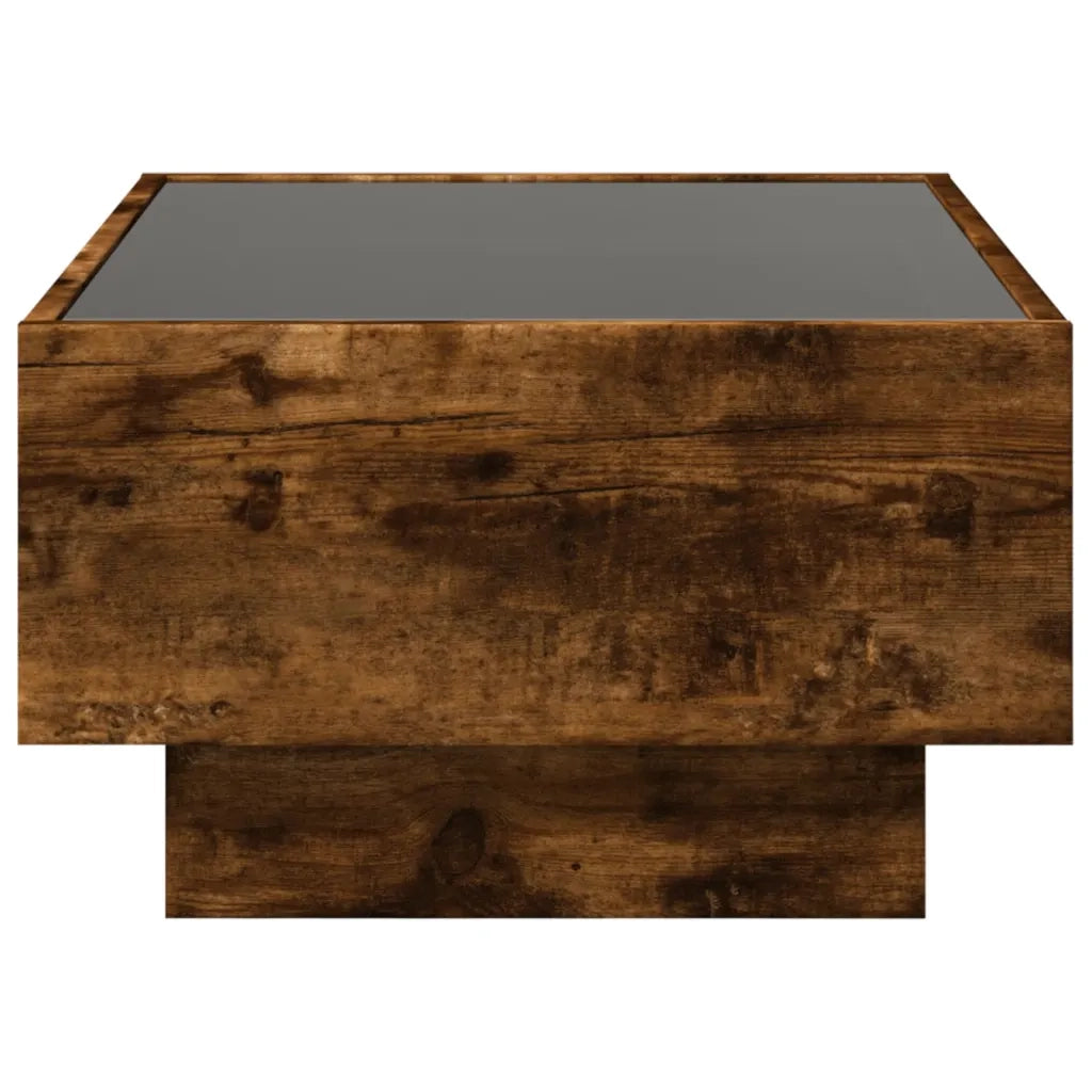 Tavolino salotto | Tavolino da caff¨¨ | Tavolino da Soggiorno con LED Rovere Fumo 70x50x30 cm Multistrato