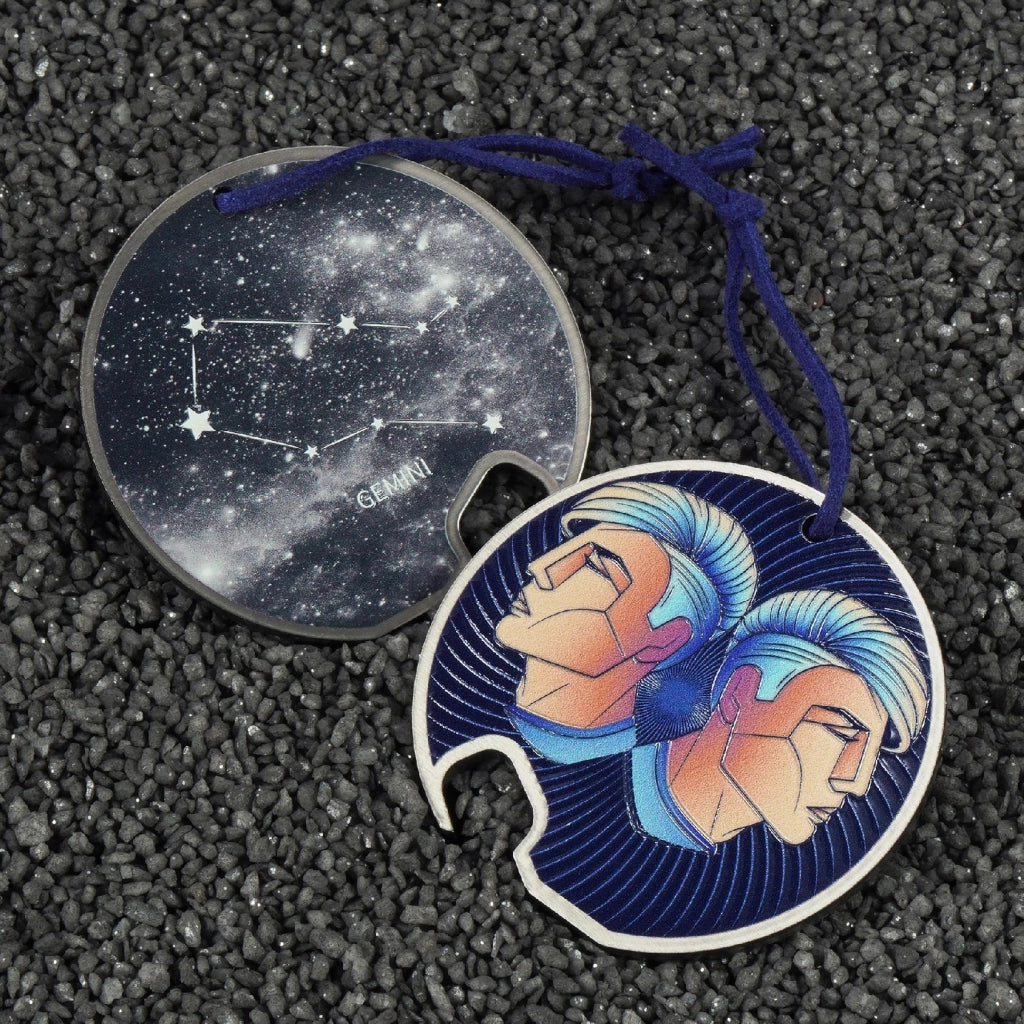 Apribottiglie in metallo KADAX, regalo per il segno zodiacale dei Gemelli, resistente.