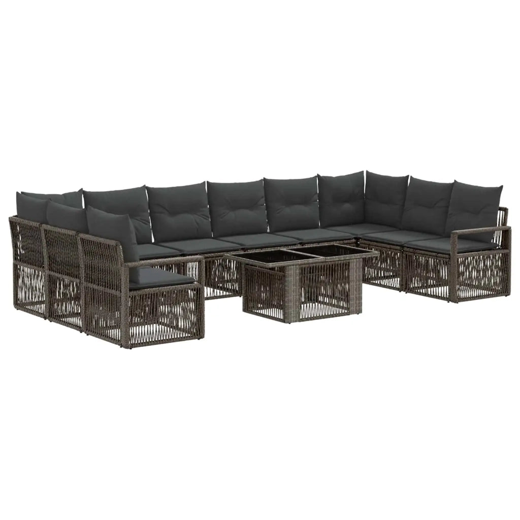 Set Divano da Giardino 11 pz Grigio e Grigio Scuro polyrattan 3437147