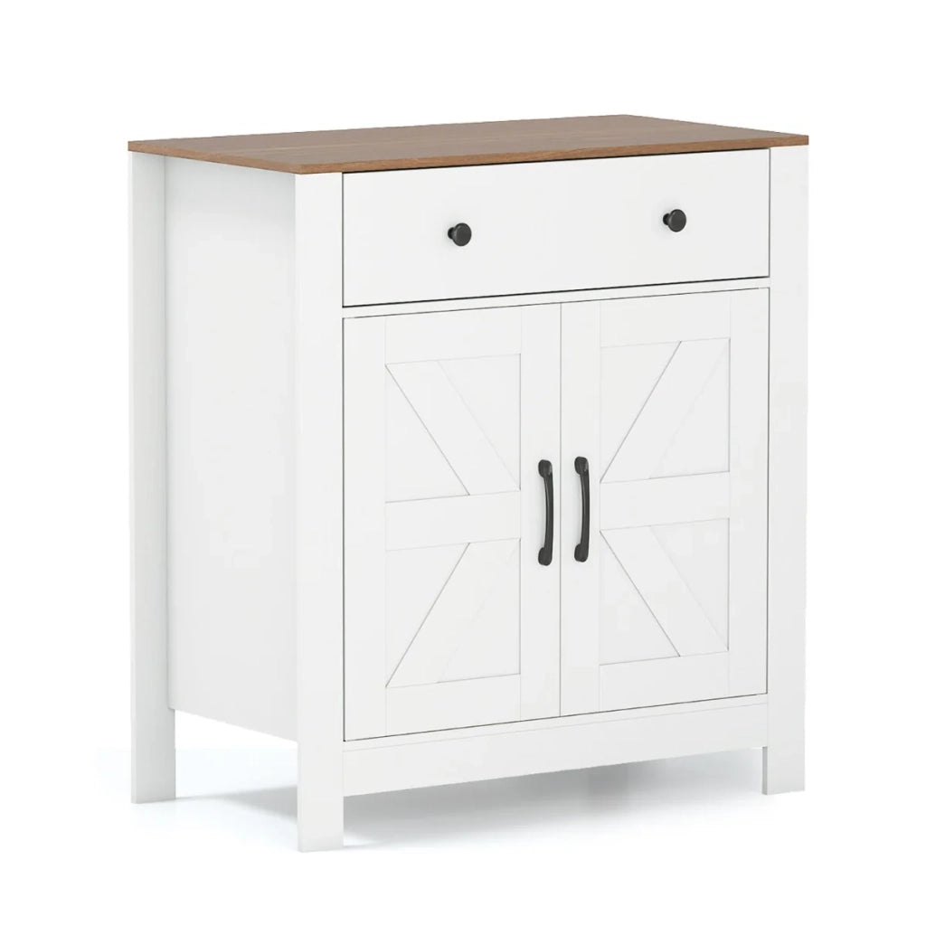 Mobile bar/credenza 76 x 40 x 85 cm pratico contenitore accogliente stile rustico legno MDF bianco 20_0016050