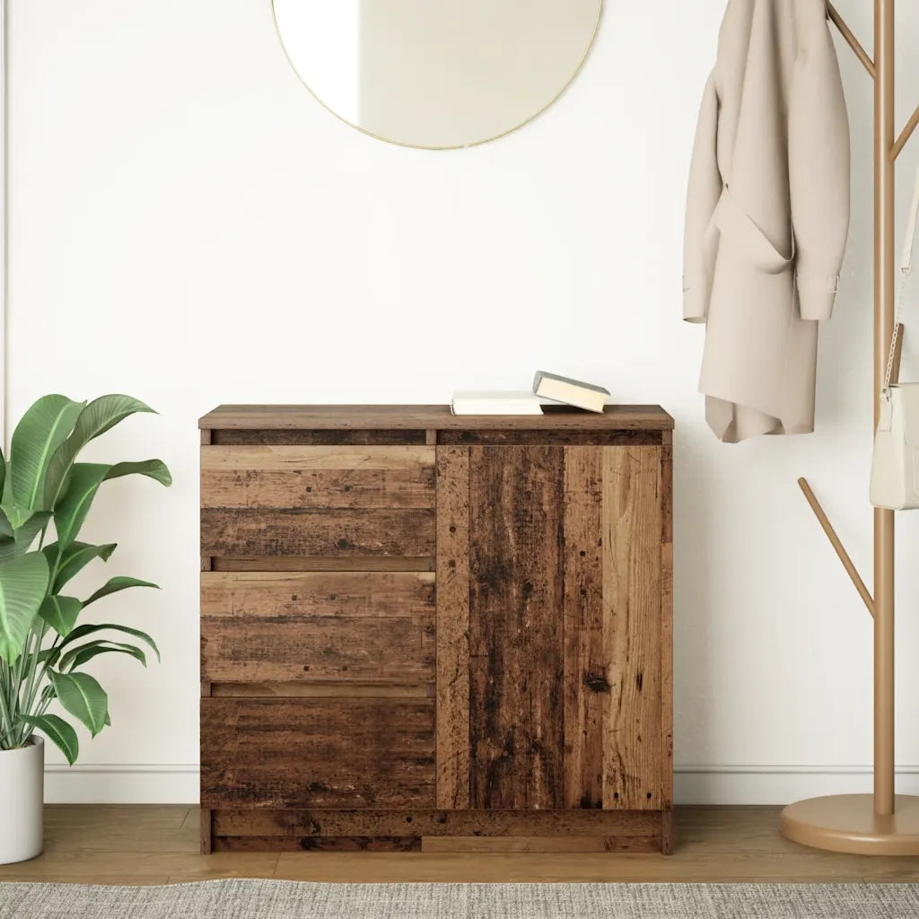 Credenza con Cassetto Legno Antico 71x35x65 cm in Truciolato