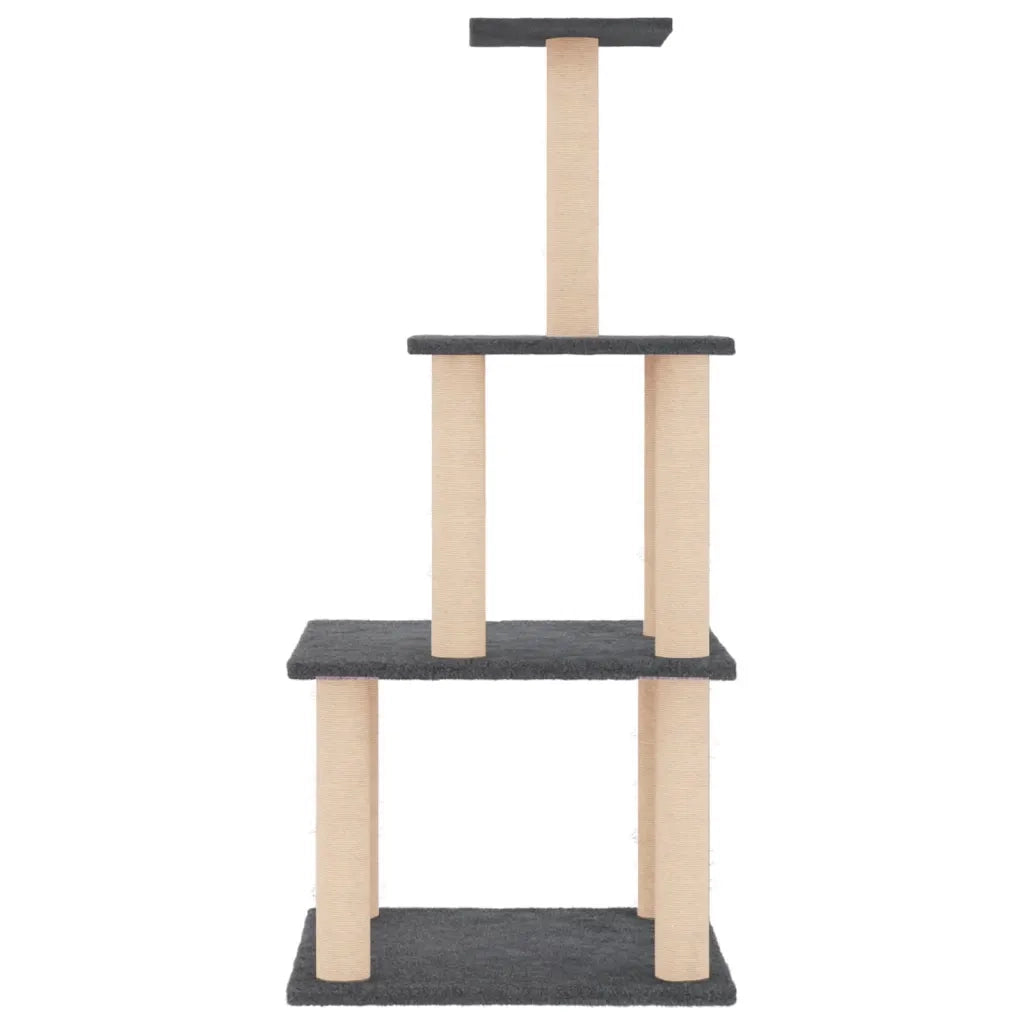 Albero per Gatti con Tiragraffi in Sisal Grigio Scuro 111 cmcod mxl 127192