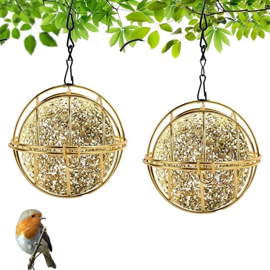 Due vetbolhouder metallico per cibo per uccelli con S perimetrale per giardino