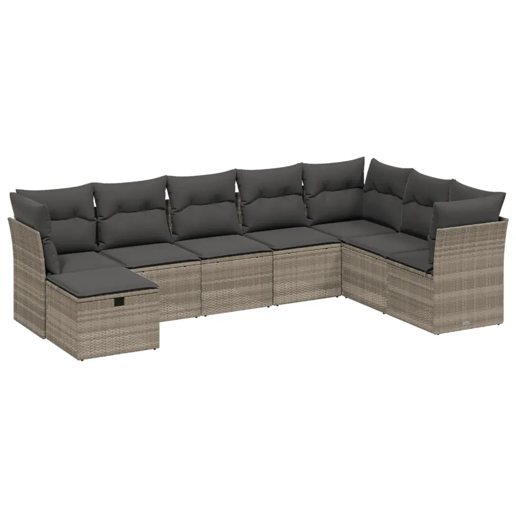 Set Divano da Giardino 8pz con Cuscini Grigio Chiaro Polyrattan 3263278