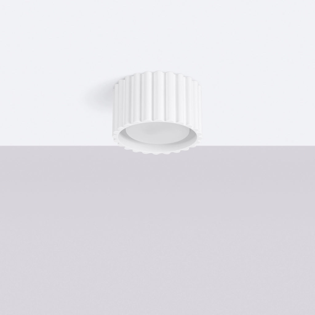 Spot soffitto moderno rigato tondo bianco 10cm GX53