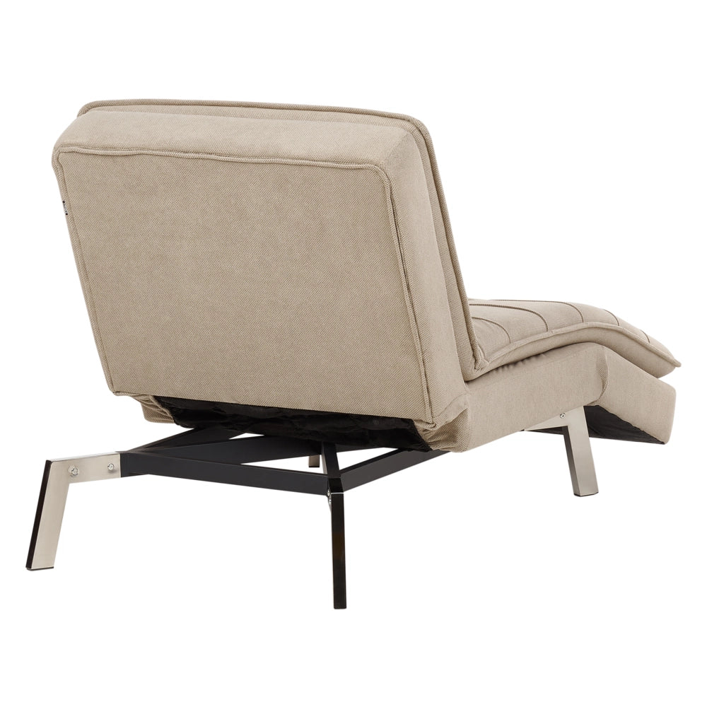 Chaise longue Tessuto Beige capitonnè Schienale e Gambe Regolabili Modern Glam