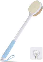 Spazzola doccia da 42 cm, spazzola doccia antiscivolo con lunga maniglia, setole morbide e rigide, spazzola esfoliante per il bagno per spazzolare bagnato o asciutto (blu)