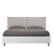Letto matrimoniale contenitore 160x190 bianco frassino cuscini similpelle tortora Egos Antea