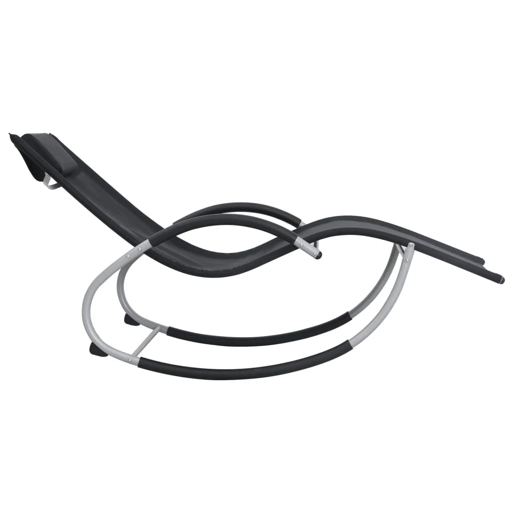 Lettino prendisole sedia a sdraio lettino prendisole letto da giardino mobili da esterno per patio con cuscino in textilene nero 02_0012557