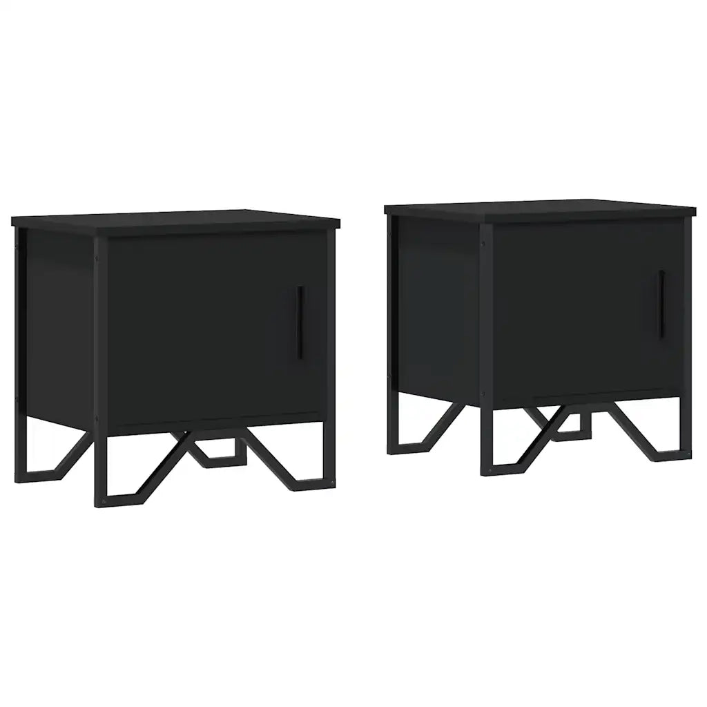 Set di 2 Comodini | Armadio da Notte | Mobiletto da notte Neri 40x30x40 cm in Legno Multistrato