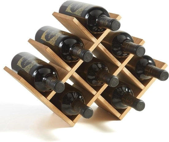 Wine rack in legno - 8 contenitori - colore naturale - 3 livelli