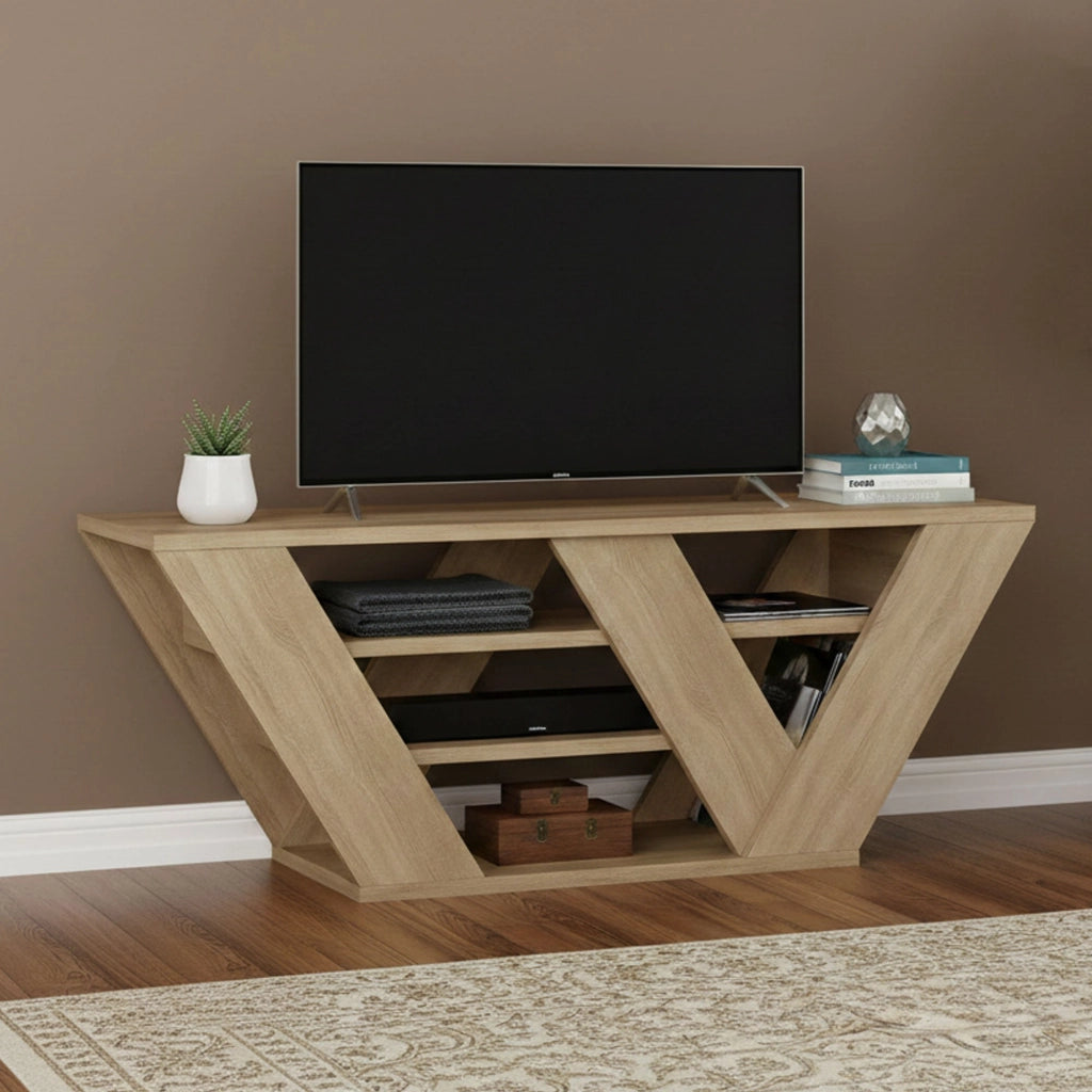 Mobile porta TV Amazzonite, Credenza da soggiorno, Armadio basso per TV, Base parete attrezzata, 110x30h40 cm, Quercia
