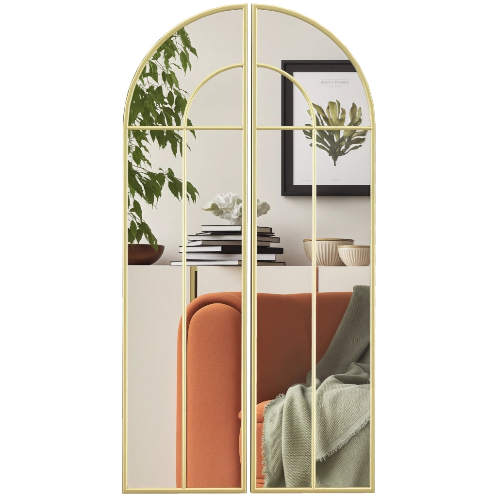 Specchio Decorativo a Parete con Arco ¨C zephmum ¨C Dorato 30x120 cm
