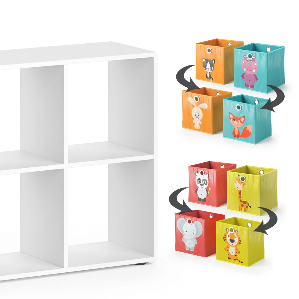 Vicco Libreria bambini Bianco 143 x 72 cm con 8 scatole pieghevoli
