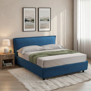 Brosso, Letto Alla Francese Sfoderabile Made in Italy, blu