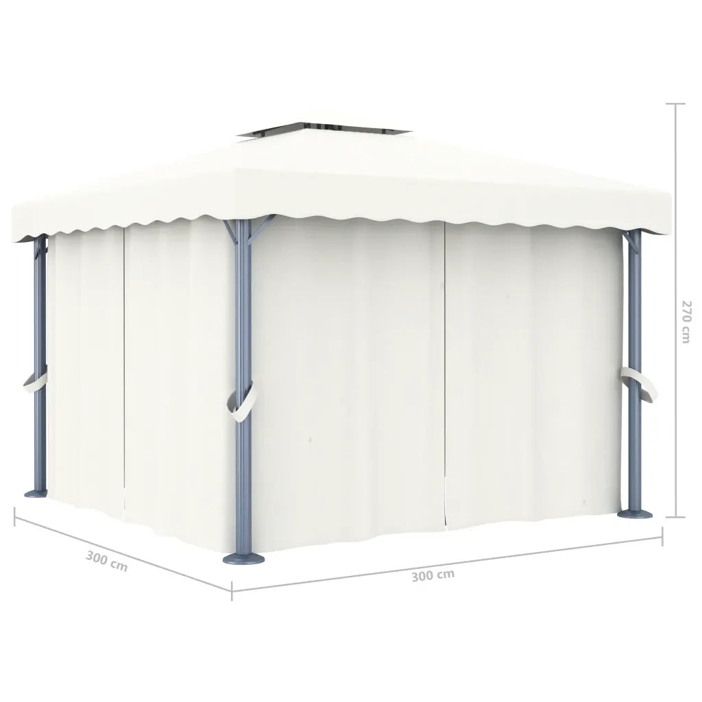 Gazebo con Tende 3x3 cm Bianco Crema Alluminio 3053377