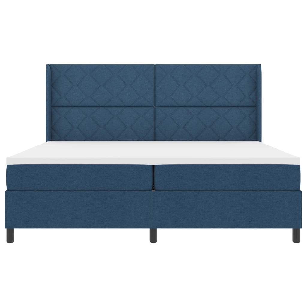 letto a box spring  con materasso blu 200x200 cm in tessuto