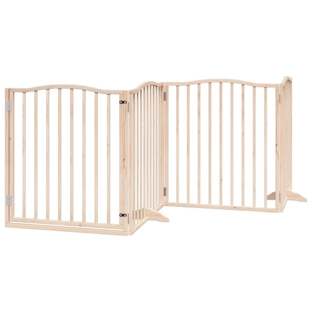 Cancello per Cani con Porta Pieghevole 4 Pannelli 320 cm Pioppo CFW6802805