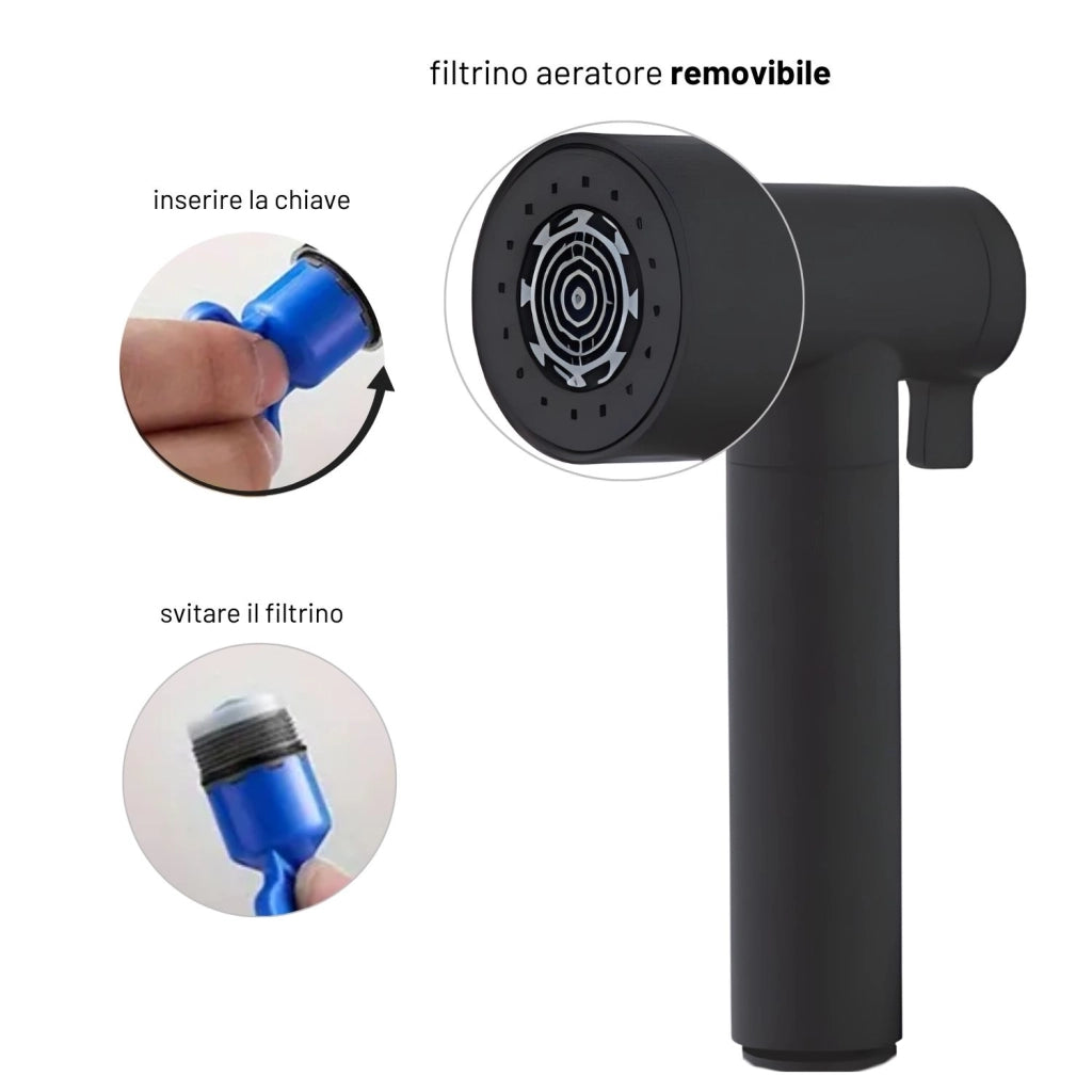 Idroscopino wc doccetta ottone portatile shutoff monogetto con leva ogomondo kit *** finitura- nero tondo, confezione 1