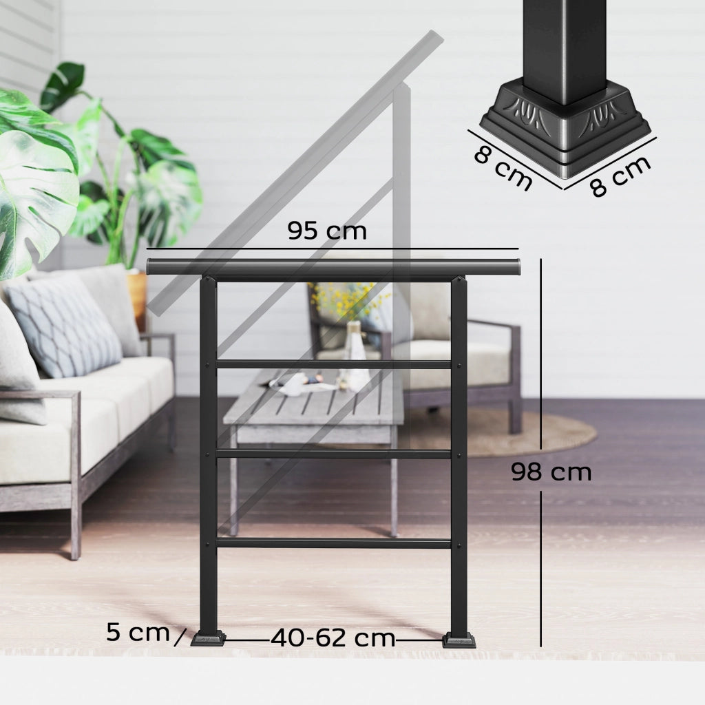 Corrimano per Scale 95 cm con Kit Installazione ¨C zephmum ¨C Nero, Acciaio