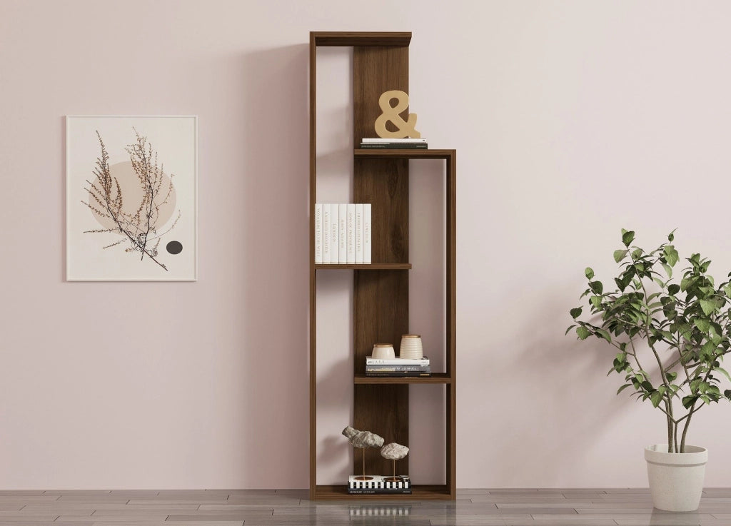 Biblioteca Fiesole, Libreria 3 Ripiani, 50x20x160h cm Marrone Noce