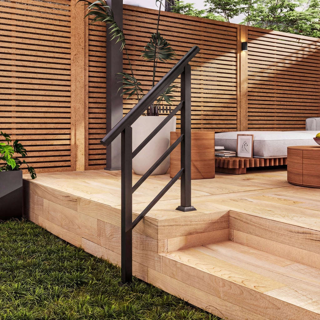 Corrimano per Scale 95 cm con Kit Installazione ¨C zephmum ¨C Nero, Acciaio