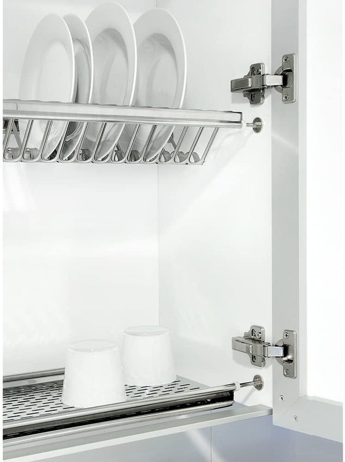 Mensola Scolapiatti da Incasso 86 cm in Acciaio Inox con Vaschetta e Attacco a Molle