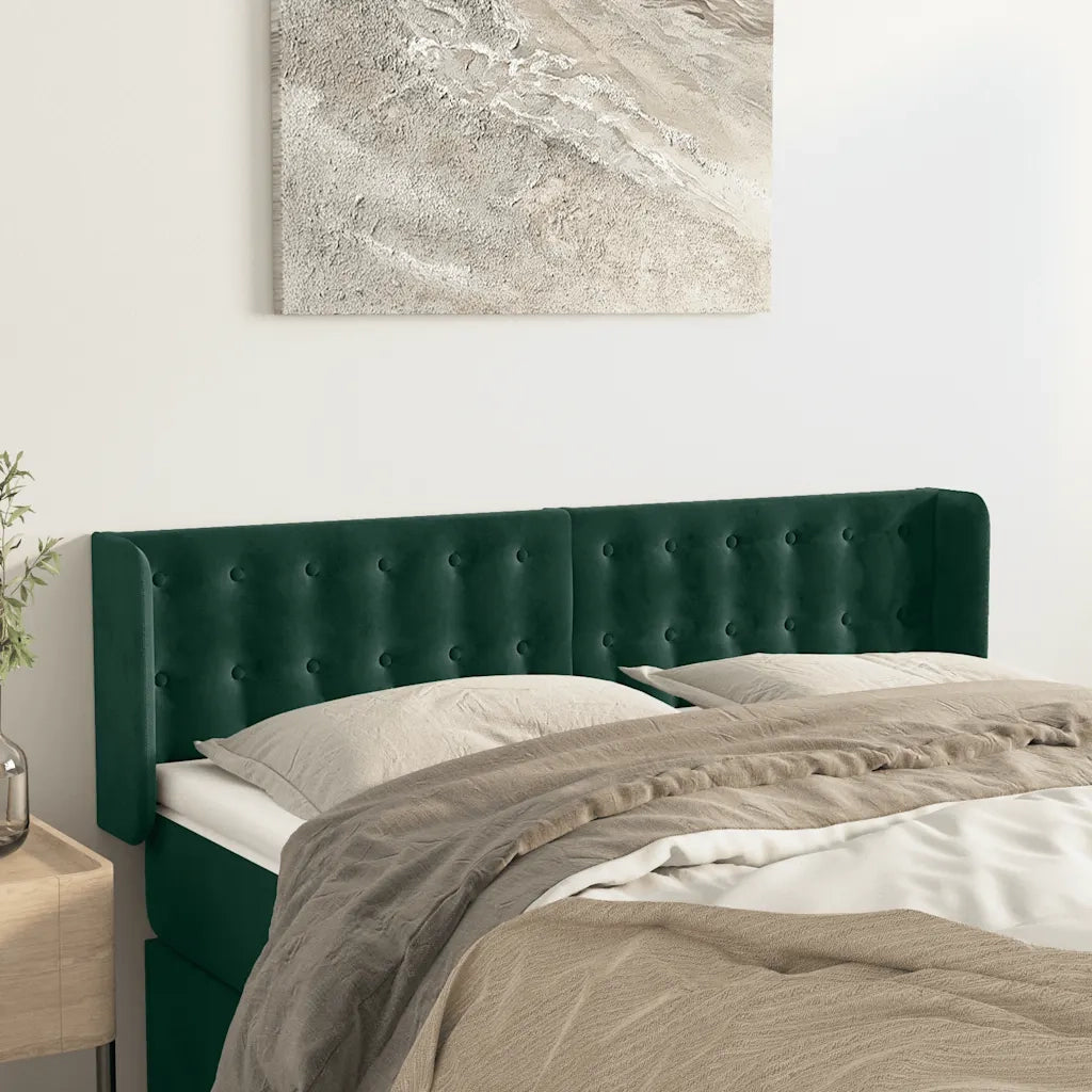 Testiera | Testata ad Orecchio Verde Scuro 147x16x78/88 cm in Velluto