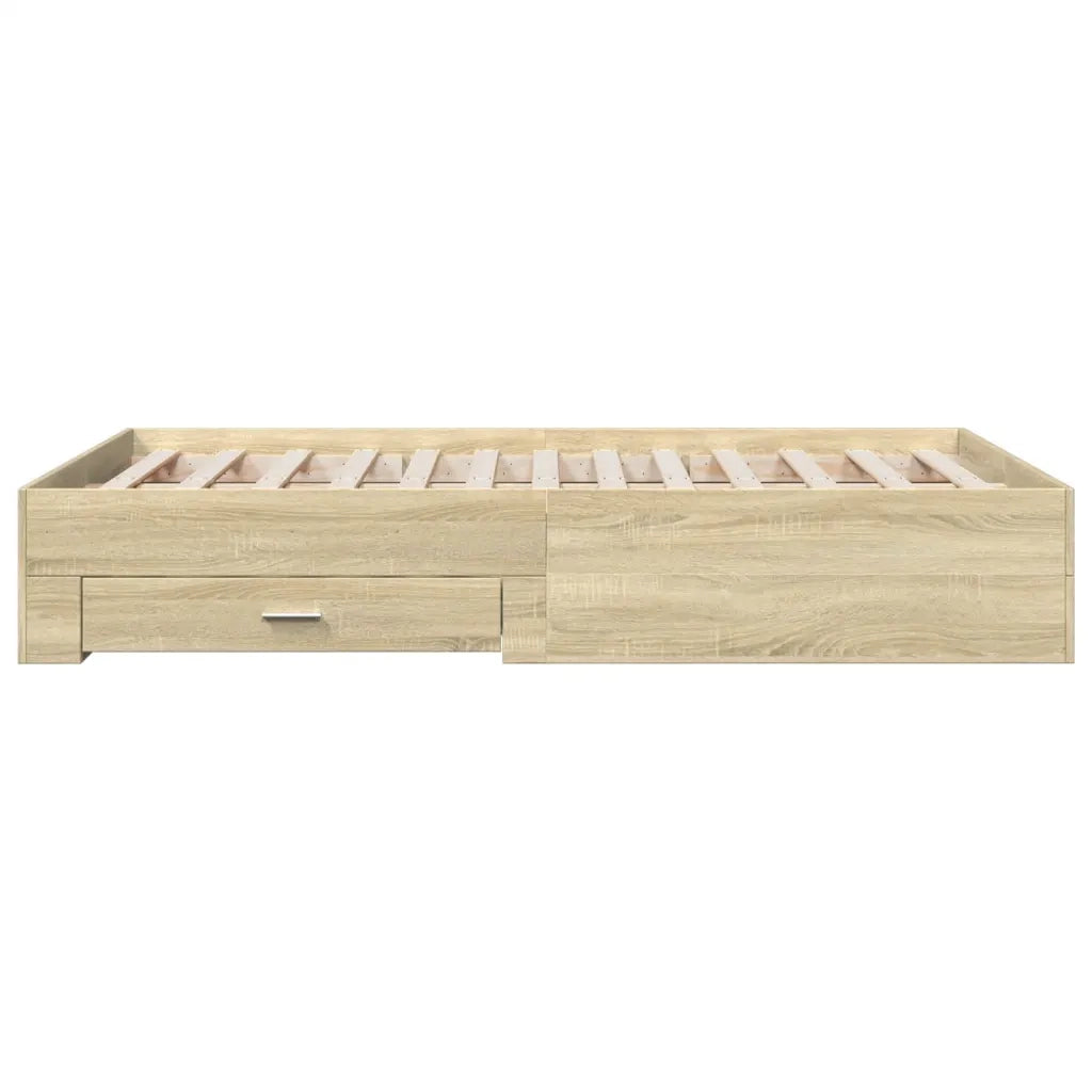 Giroletto Cassetti-Struttura Letto con contenitore Rovere Sonoma 140x190 cm Legno Multistrato 757848