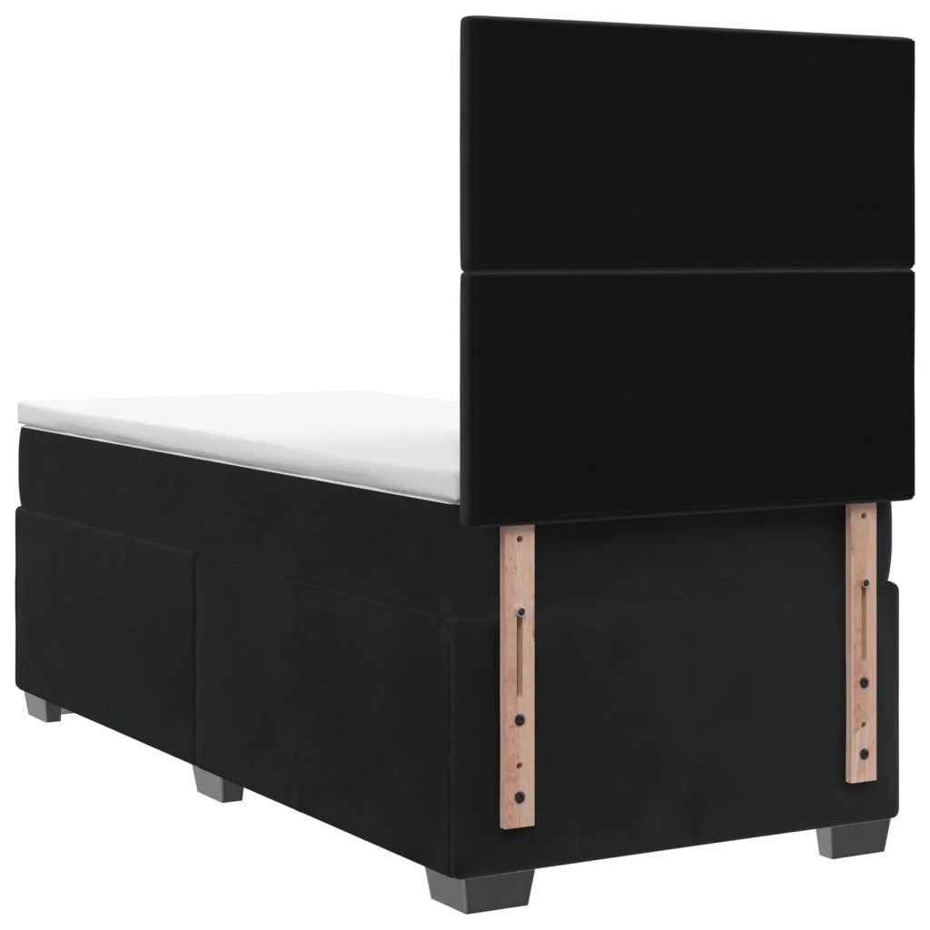 Letto box spring con materasso Nero 100 x 200 cm Velluto 3455056