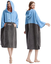 Asciugamano da Surf Poncho per la Pelle - Poncho per Uomo e Donna Asciugamano da Bagno Poncho per Surf e Spiaggia Blu/Grigio