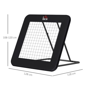 Rebounder multi-sport pieghevole in acciaio nero 128 x 118 x 108-120 cm