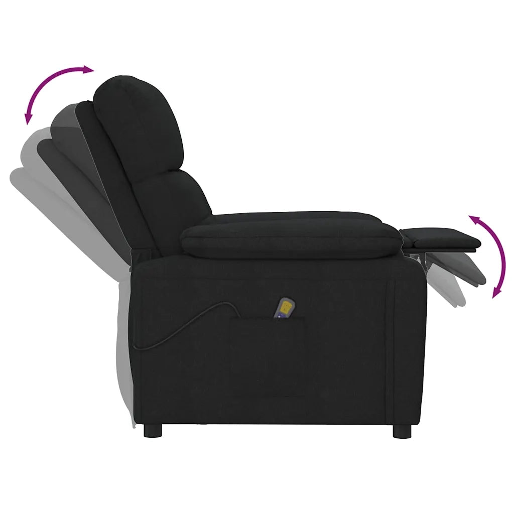 Poltrona Massaggiante | Sedia Relax Reclinabile Nera in Tessuto