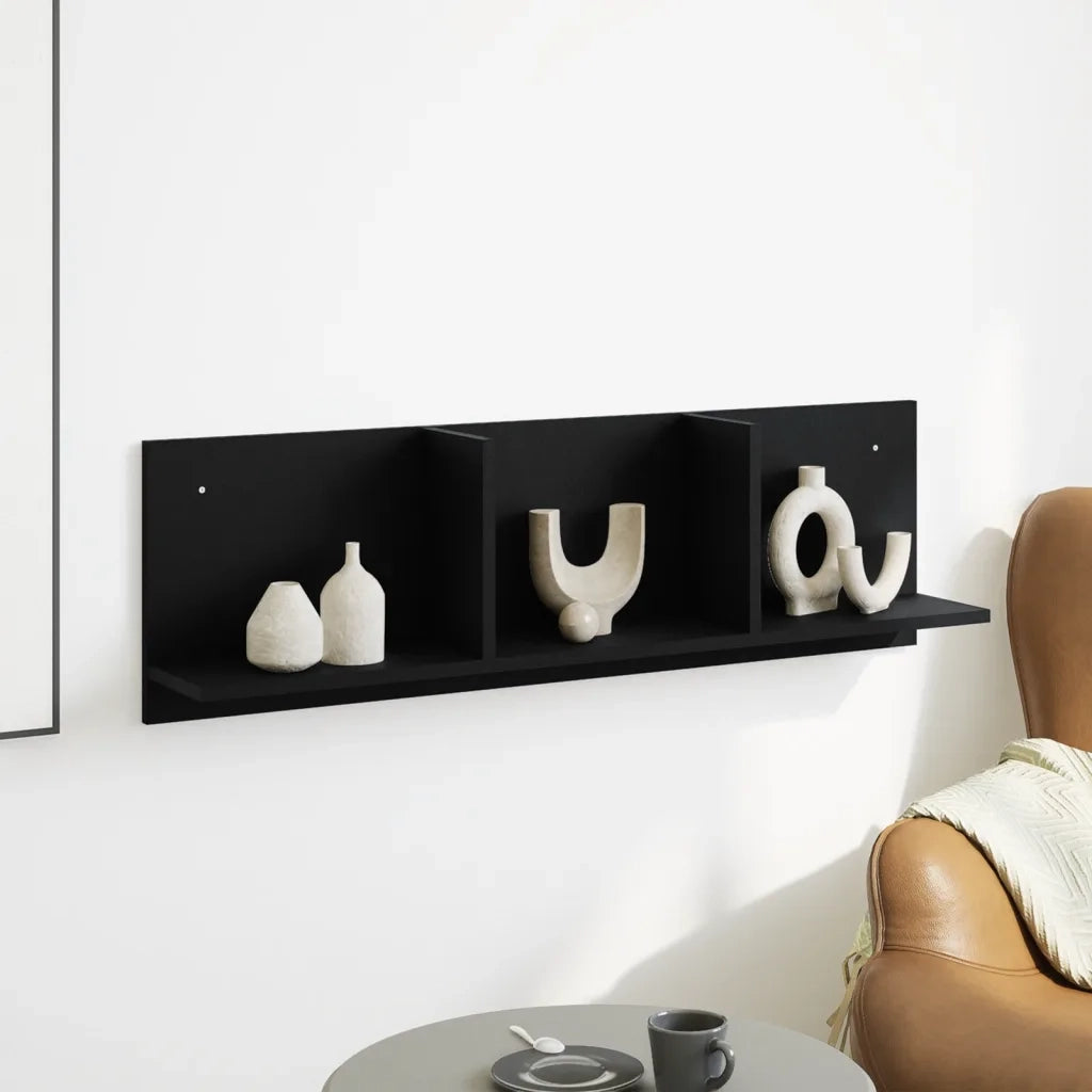 Armadietto a Muro | Mobile a Parete 100x16,5x30 cm Nero in Truciolato