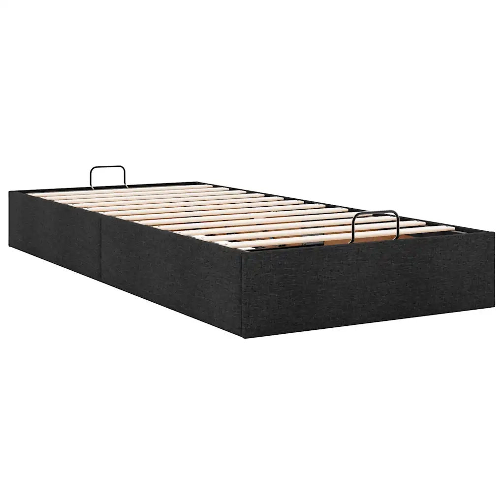 Struttura Letto Pouf senza Materasso Nero 80x200 cm in Tessuto
