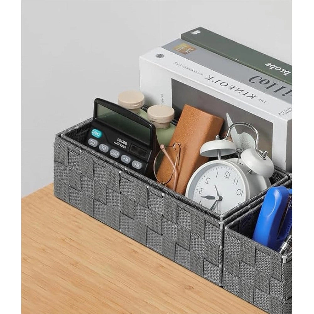 Trade Shop - Set 6 Pz Scatola In Tessuto Organizer Scaffali Porta Oggetti Grigio Scuro 79068 -