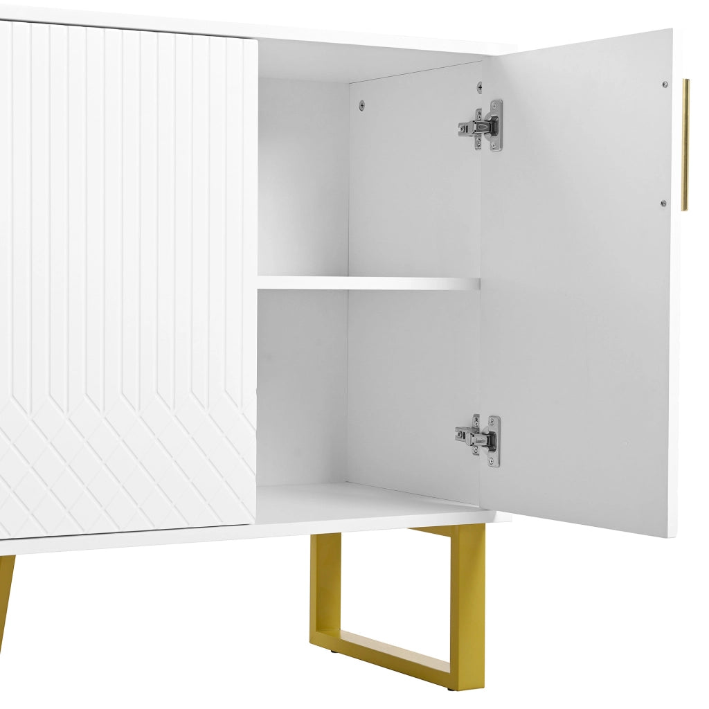 Credenza 140x40x80 cm a 4 ante con ampio spazio contenitivo in MDF bianco