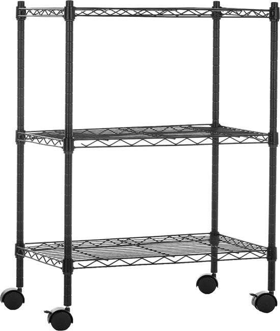 Opificio con 3 pannelli regolabili su ruote da 10 cm, organizzatore in metallo, gruccia, nero, 58,92 x 34,04 x 83,18 cm (L x L x A)