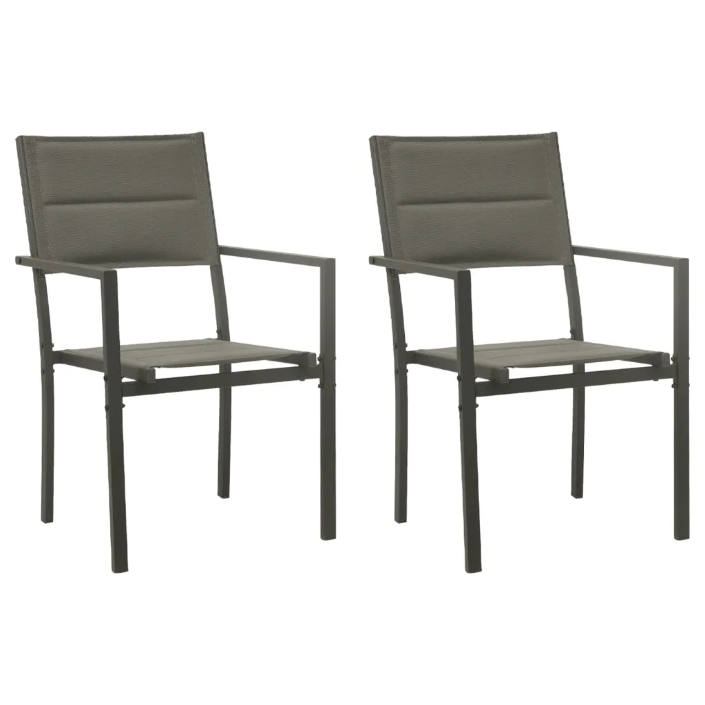 Set da Pranzo da Giardino 3 pz | Set Salotto da Giardino Nero in Acciaio e Textilene