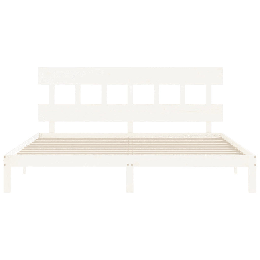 Giroletto senza Materasso Bianco 200x200 cm Legno Massello Pino