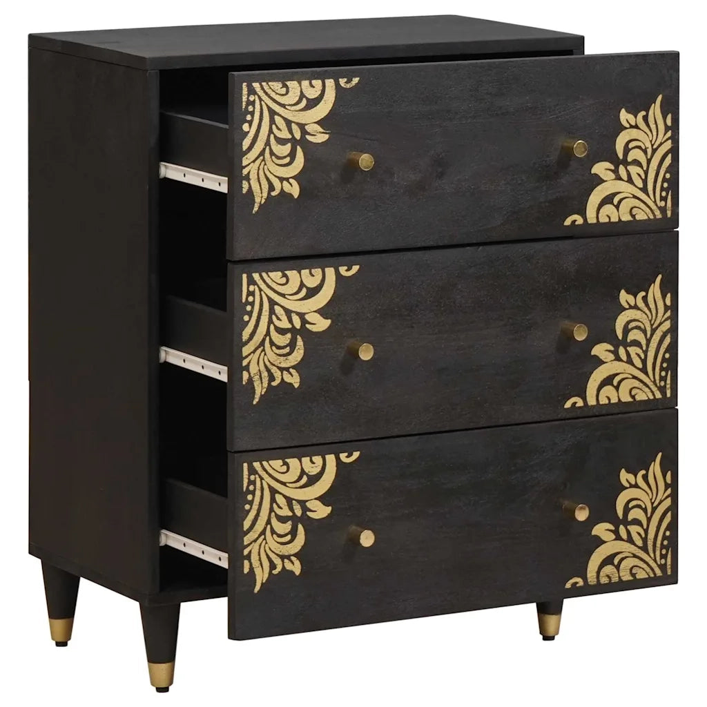 Credenza Nero 60 x 33 x 75 cm Legno di mango massello