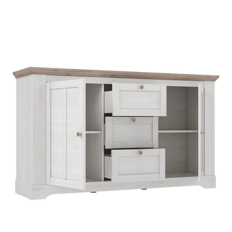 Madia Forma con 3 cassetti e 2 ante colore rovere neve e piano olmo scuro