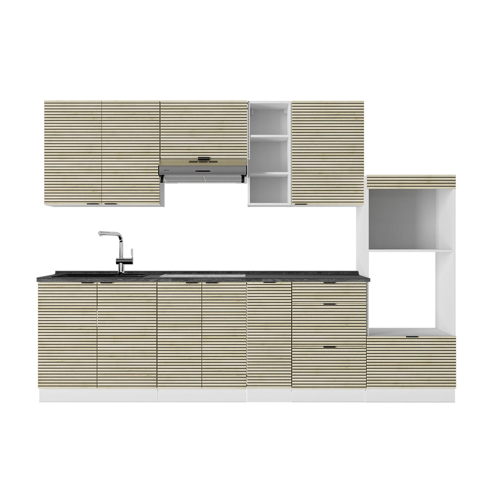 Cucina componibile Fame-Line Pannello in quercia/Bianco 280 cm, PL Antracite Vicco