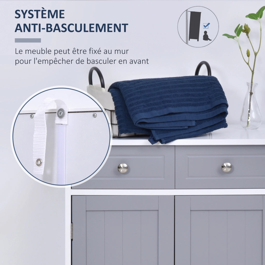 Mobile Bagno con 2 Cassetti e Ante ¨C Zephmum ¨C Grigio 60x30x75 cm