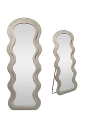 SPECCHIO ONDULATO IN VELLUTO GRIGIO CON PIEDE E GANCI PER APPENDERE MISURE: 60X160 CM
