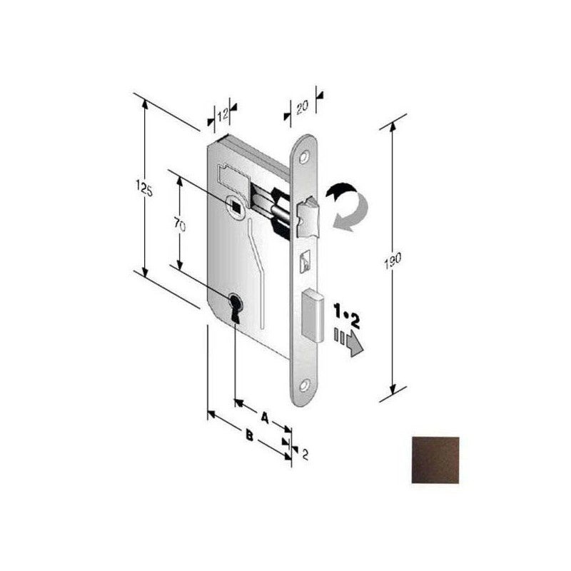 Serratura Patent Mm 8X70 E25 Bt Bronzata Gb