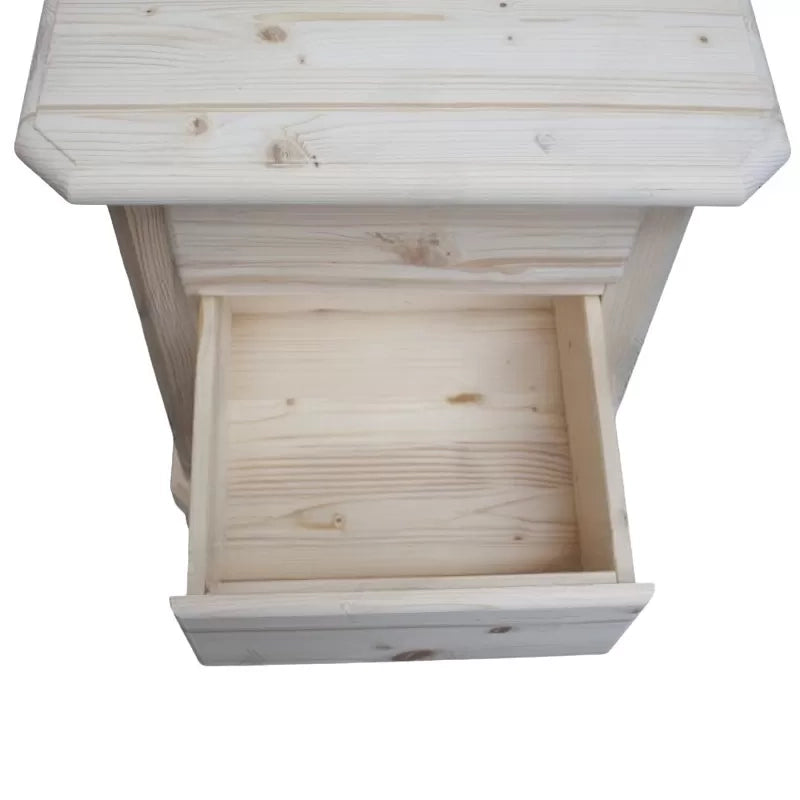 comodino classico 3 cassetti legno massello abete grezzo 50x38x65 (307) - Mobili 2G