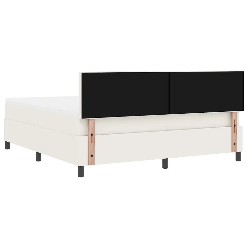 Letto a molle Crema e Bianco 180 x 200 cm Tessuto in Cords 3337525
