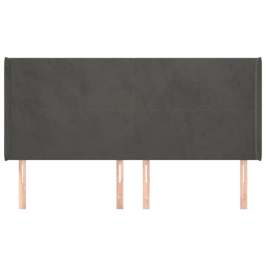 Testiera | Testata ad Orecchio GrigioScuro 183x16x118/128 cm in Velluto