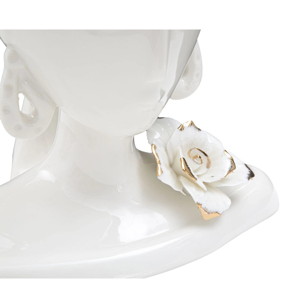 Vaso Decorativo Viso 27, Bianco, Porcellana, 21,7x14x21 cm